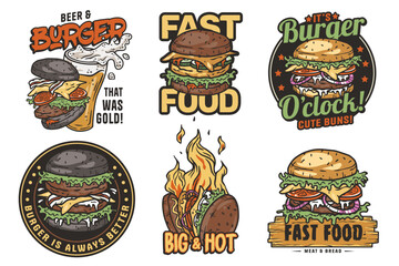 Hamburger set vector for logo of fast food. American food or burger collection for restaurant or cafe