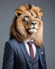 Lion in Business Suit: Majestic Executive Illustration