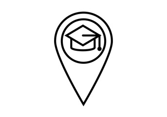 Icono negro de marcador de una universidad en el mapa. © Gabrieuskal