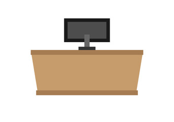 Recepción con pantalla de un negocio.