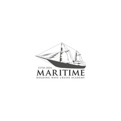 Maritime nautical logo design.
illustration of sailboat.
