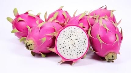 dragon fruit with splash of dragon juice isolated on transparent background