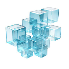 Obraz premium Cluster of interlocking cubes isolated on white or transparent background