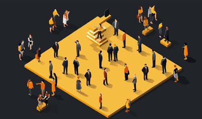 croud isometric vector flat minimalistic isolated illustration