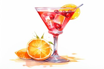 Cosmopolitan cocktail with orange and cranberry