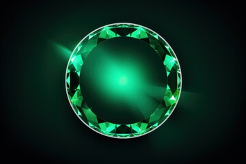 Emerald round neon shining circle isolated on a white background wall