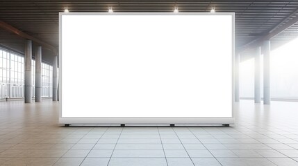 mockup billboard posters in the airport,Empty advertising billboard at aerodrome, public shopping center mall or business center high big advertisement board space as empty blank white mockup signboar - obrazy, fototapety, plakaty