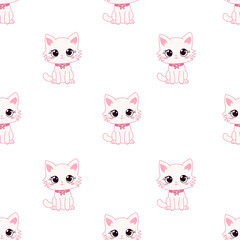 seamless pattern with pink cats