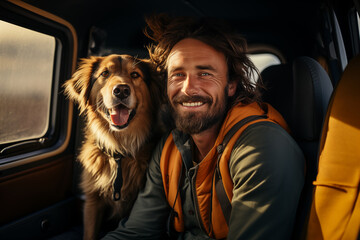 Portrait of happy man with his puppy