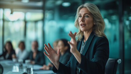 Portrait of a beautiful businesswoman during a meeting in a modern office