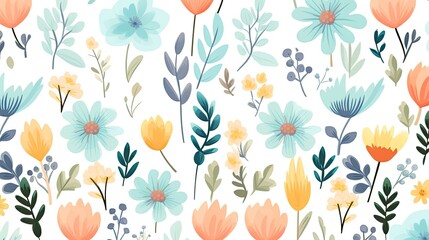 cute floral pattern background. cartoon background