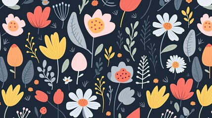 cute floral pattern background. cartoon background