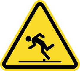 Floor level obstacle sign. Black on yellow background. Safety signs and symbols.