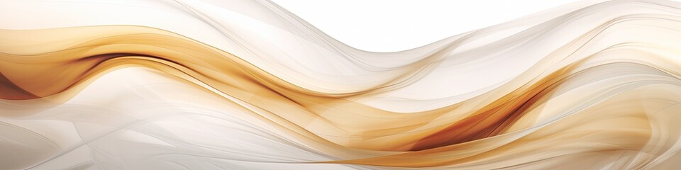 Banner of an abstract white and brown, gold textile transparent fabric as background or texture - obrazy, fototapety, plakaty