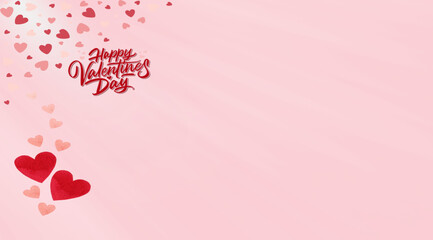valentines day card with light color background and hearts on the left with text happy valentines day