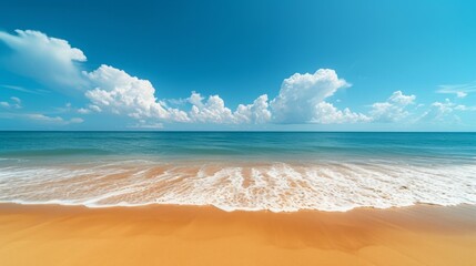 Minimalistic golden sands against a brilliant blue sky create a quintessential summer setting