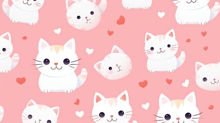 Obraz premium Pattern cute cat. cartoon cat background