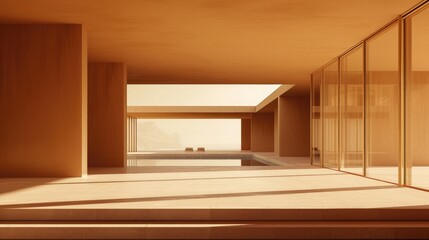 Fototapeta premium Generative AI, Beach aesthetic villa house and coast landscape, muted colors, minimalism 