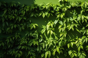 Fototapeta na wymiar Green wall with shadows on it, top view