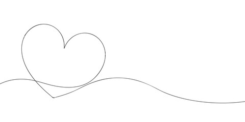 A single line drawing of a heart. Continuous line card heart icon. One line icon.