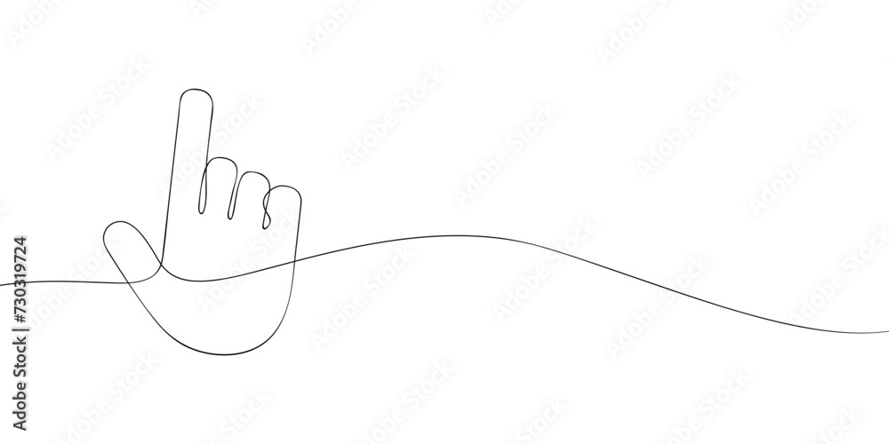 Poster a single line drawing of a cursor. continuous line hand cursor icon. one line icon. vector illustrat