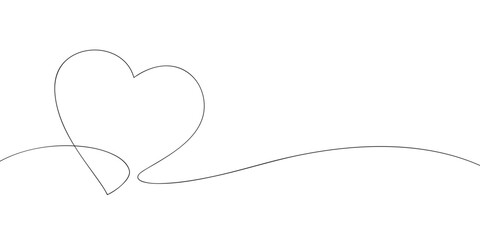 A single line drawing of a heart. Continuous line heart icon. One line icon. Vector illustration