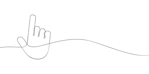 A single line drawing of a cursor. Continuous line hand cursor icon. One line icon. Vector illustration