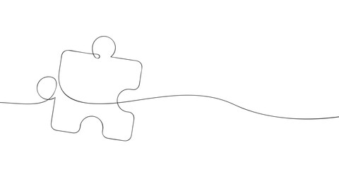 A single line drawing of a puzzle. Continuous line puzzle icon. One line icon. Vector illustration