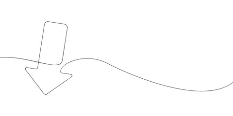 A single line drawing of a arrow. Continuous line arrow icon. One line icon. Vector illustration © Dancepol