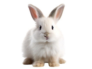 Fluffy Angora Rabbit, isolated on a transparent or white background