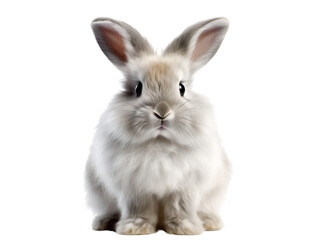 Obraz premium Fluffy Angora Rabbit, isolated on a transparent or white background