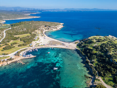 Demircili Beach drone view in Izmir