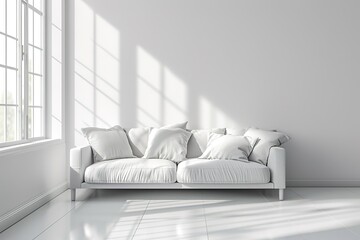 Sofa in empty white interior.