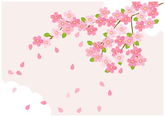 桜の花が美しい春の桜フレーム背景34