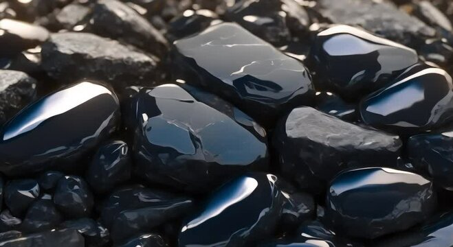 closeup structure of black obsidian rocks