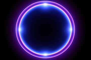 Indigo round neon shining circle isolated on a white background - obrazy, fototapety, plakaty