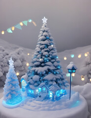 christmas tree with snow