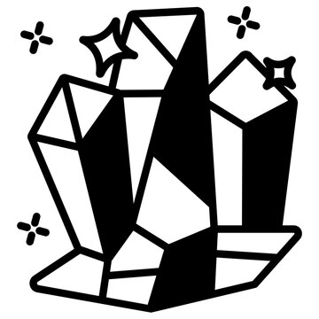 Crystals glyph and line vector illustration