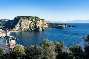 Trentaremi bay from Nisida Island in the gulf of Naples, Italy