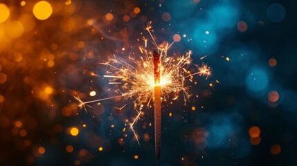 Fototapeta premium A dark, minimalistic backdrop lights up with the dazzling display of fireworks, evoking celebration