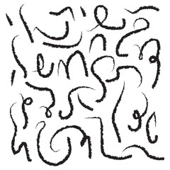 Vector Set of Hand Drawn Doodle Lines Isolated on White Background, Sketched Design Elements, Black Lines, Isolated Set.