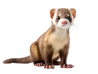 Playful Ferret, isolated on a transparent or white background