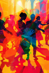 Generative AI illustration of people dancing sevillanas