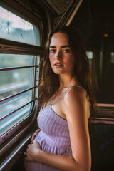 Beautiful happy pregnant woman