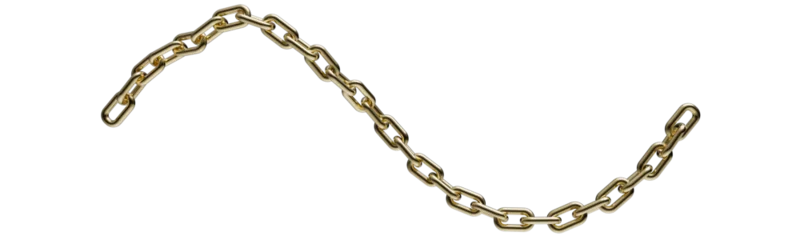 Foto op Plexiglas Gold chain in dynamic motion isolated on a transparent background. 3D render. © Nadya