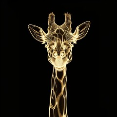 Flat logo giraffe X-ray illustration style on a black background. X-ray illustration style.