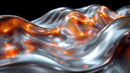 An abstract background simulating the flow of liquid metal, with streams of molten silver, gold, and copper merging