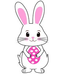 the rabbit holds an egg in its paws. Easter Bunny