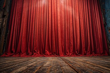 Closed red curtain in the theater, background texture
