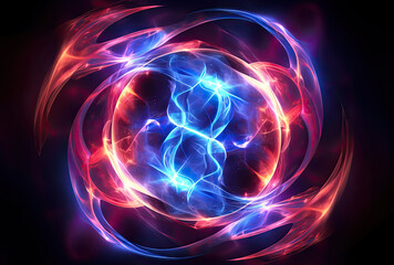 Obraz premium Blue and Red Circular Design on Black Background